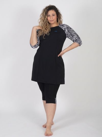 Long Sleeve Zebra Tunic for Swimming and Sports