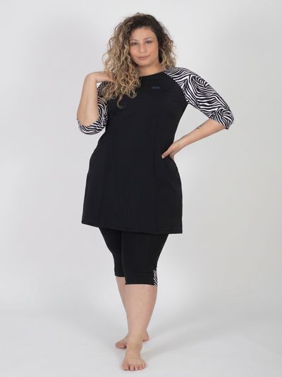 Long Sleeve Zebra Tunic for Swimming and Sports alternate view